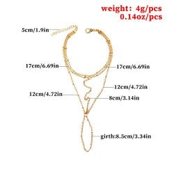 TseanYi Finger Ring Bracelet Gold Wrist Finger Bracelet Boho Slave Bracelet Hand Chain Alloy Chain Handpiece Jewelry for Women and Girls (Gold)