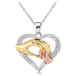 New Mom Necklace Baby Heart Pendant Mother Daughter Son Child Family Love Cubic Zirconia Jewelry Moms Birthday Gift Box