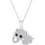 1/20 Carat (Cttw) Round Enhanced Black & White Natural Diamond Accent Elephant Pendant Necklace In 14k Gold Over Sterling Silver