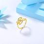 Adjustable Deer Antler Ring Christian Fish Ring 925 Sterling Silver 18K Gold Plated Jesuse Fish Ichthus Ring for Women Girls Amulet Ring Wedding Ring Jewelry Gift