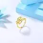 Adjustable Deer Antler Ring Christian Fish Ring 925 Sterling Silver 18K Gold Plated Jesuse Fish Ichthus Ring for Women Girls Amulet Ring Wedding Ring Jewelry Gift