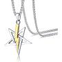PJ Jewelry Mens Anton LaVey Sigil Pendant Inverted Pentagram with Lightning Bolt Church of Satan Symbol Necklace