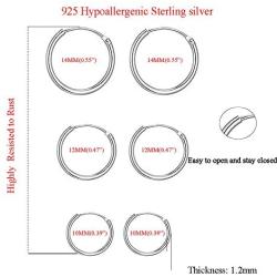 3 Pairs 10-20mm Small Sterling Silver Hypoallergenic Cartilage White Yellow Gold Helix Mini Silver Hoop Tragus Earrings Set for Sensitive Ears for Women Girls Men Nose Lip Rings