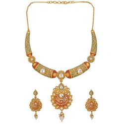 Efulgenz Indian Bollywood Traditional 14 K Gold Plated Kundan Pearl Wedding Choker Necklace Earrings Jewelry Set
