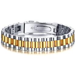 MPRAINBOW Stainless Steel 99.999% Germanium Healthy Body Therapy Healing Cuff Bracelet 20cm+Length Removel Tool