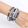 VONRU Leather Cuff Bracelets for Women - Wrap Bracelet Charm Boho Jewelry for Women Handmade Casual Braided Magnetic Bracelet Friendship Gift for Teen Girls (Navy Bead wrap Bracelet)
