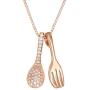 Jude Jewelers Silver Rose Gold Fork and Spoon Pendant Cocktail Party Evening Dinner Pendant Necklace