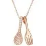 Jude Jewelers Silver Rose Gold Fork and Spoon Pendant Cocktail Party Evening Dinner Pendant Necklace