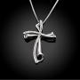 Elegant Cross Pendants Platinum Plated Necklaces Zirconia Jewelry Chain for Women Girls Gifts Presents