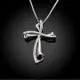 Elegant Cross Pendants Platinum Plated Necklaces Zirconia Jewelry Chain for Women Girls Gifts Presents