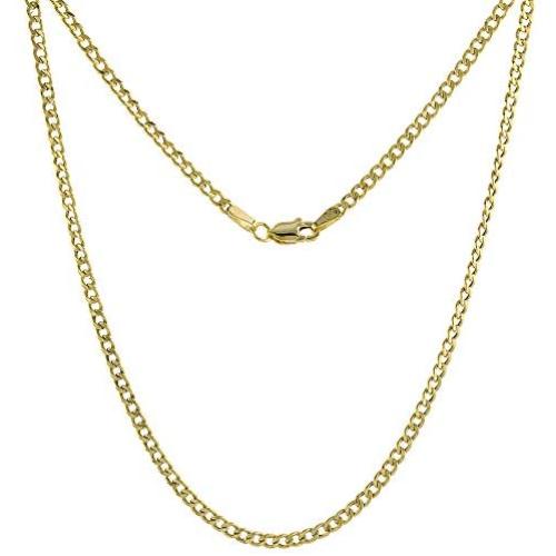 Hollow 10k Yellow Gold 2.5mm - 7mm Cuban/Curb Link Chain Necklace for Men & Women 16-24 inch