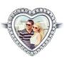 Custom Photo Ring Memorial Picture Printed Personalized Jewelry 925 Sterling Silver Open Style Cubic Zirconia Heart Engagement Rings, Adjustable