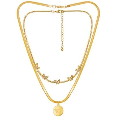 TrustDavis Womens Fashion Gold Tone Choker Chain Necklace for Party Jewelry