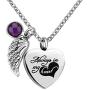 Q&Locket Urn Necklaces for Ashes Angel Wings Memorial Always in My Heart Cremation Keepsake Jewelry
