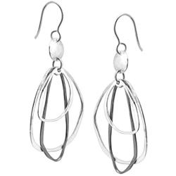 Silpada with Flair Open Drop Earrings in Polished and Oxidized Sterling Silver