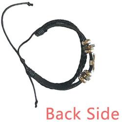 DIYthinker White Music Bass Clef Black Bracelet Braided Leather Rope Bead Wristband