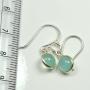 55Carat Natural Round Chalcedony Gemstone 925 Sterling Silver Earrings Fish Hook Back Handmade Jewelry