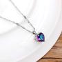 10mm Simulated Mystic Topaz Rainbow Heart Cubic Zirconia Solitaire Pendant Necklace Platinum Plated Y891