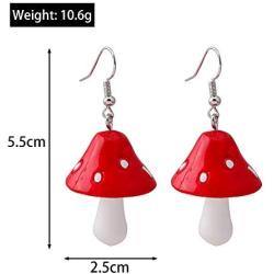 RUIZHEN Colorful Cute Mushroom Dangle Earrings Pendant Necklace Jewelry Set for Wowen Girls