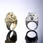 Gold Lion Head Ring for Men, Norse Viking Lion with Mane, Lion Totem Ring, Heavy Metal Rock Punk Style Gothic Biker Ring, Amulet Ring, Viking Animal Jewelry Gift for Men Boys