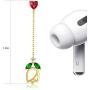 18K Gold Plated Tassel Drop Earrings for Women, Heart Shaped Ruby Dangle Earrings with Green Emerald and CZ Rose Flower