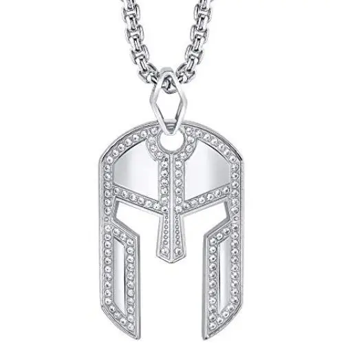 Spartan Helmet Necklace for Men | 24” Long Rolo Chain Stainless Steel | Men’s Accessory Gemstone Necklaces Spartan Helmet Necklace for Men | 24” Long Rolo Chain Stainless Steel | Men’s Accessory Gemstone Necklaces
