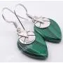 SilverStarJewel 925 Solid Silver Drop Malachite tcw 12.0 Earrings 1.4'' New Jewelry