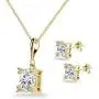Sterling Silver Cubic Zirconia Studded Solitaire Necklace & Stud Earrings Set Sterling Silver Cubic Zirconia Studded Solitaire Necklace & Stud Earrings Set
