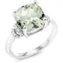 Gem Stone King Sterling Silver Green Prasiolite Womens Ring (3.62 cttw Cushion Checkerboard Cut, Available in size 5, 6, 7, 8, 9)