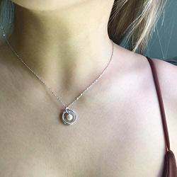 21st Birthday Gifts, Sterling Silver Necklace, Two Rings and One Gem for 21 Year Old Girl, Jewelry Gift Idea