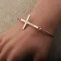CENWA First Communion Gift First Holy Communion Bracelet Christian Sideway Cross Bracelet First Communion Baptism Jewelry Christening Gift Religious Gift