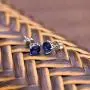 Orchid Jewelry 925 Sterling Silver Solitaire Stud Earrings, Cushion Shape, 6.5x6.5mm in Genuine Gemstones Birthday Gifts For Women and Girls, Butterfly Back