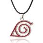 Master Online Leaf Village Ninja Kakashi Symbol Logo Pendant Necklace silver and red(2 PACK)