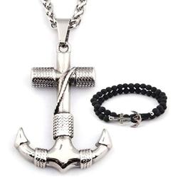 GUNGNEER Nautical Anchor Necklace Stainless Steel Navy Pendant Sailor Symbol US Army Jewelry Accessory Men Women