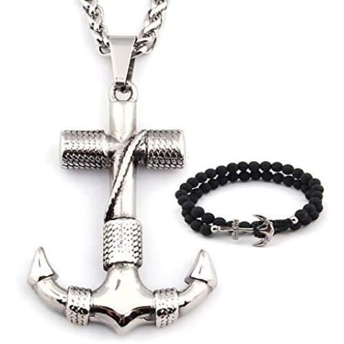 GUNGNEER Nautical Anchor Necklace Stainless Steel Navy Pendant Sailor Symbol US Army Jewelry Accessory Men Women