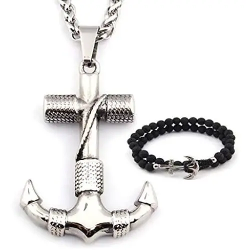 GUNGNEER Nautical Anchor Necklace Stainless Steel Navy Pendant Sailor Symbol US Army Jewelry Accessory Men Women GUNGNEER Nautical Anchor Necklace Stainless Steel Navy Pendant Sailor Symbol US Army Jewelry Accessory Men Women