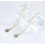 SLUYNZ 925 Sterling Silver Round Eye Dangle Earrings Chain for Women Teen Girls Evil Eye Threader Earrings