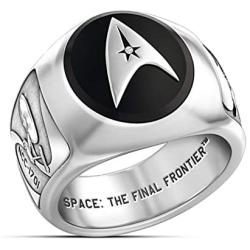 Star Trek Ring Stainless Steel Rings For Men Star Trek Original Command Symbol Star Trek U.S.S. Enterprise NCC-1701 Starship Ring Personalized Charm Jewelry Retro Rings Best Gift For Boys Husband