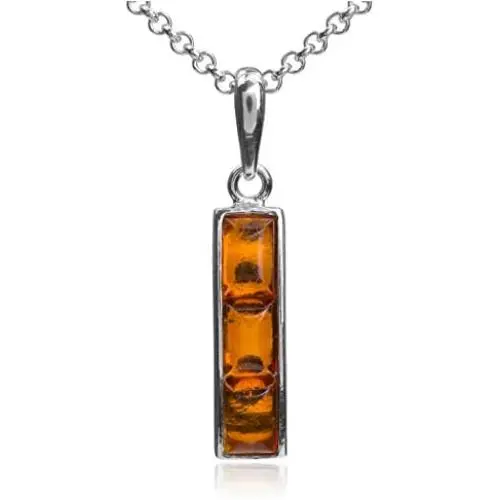 Sterling Silver Amber Rectangular Pendant Chain 18 Inches Sterling Silver Amber Rectangular Pendant Chain 18 Inches