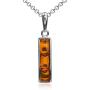 Sterling Silver Amber Rectangular Pendant Chain 18 Inches