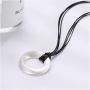 JOYID Brushed Circle Pendant Necklace Long Leather Rope Chain Simple Sweater Necklace for Women