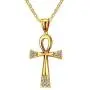 XUANPAI XP Unisex Simple Rhinestone Stainless Steel Key of The Nile Egyptian Ankh Cross Necklace for Women Men XUANPAI XP Unisex Simple Rhinestone Stainless Steel Key of The Nile Egyptian Ankh Cross Necklace for Women Men