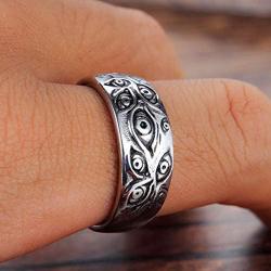 Punk Stainless Steel Evil Eye Ring Retro Silver Eyes of God Rings Antique Band Vintage Gothic Cool Jewelry for Men Women