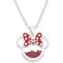 Disney Birthstone Women and Girls Jewelry Minnie Mouse Silver Plated Shaker Pendant Necklace, 18+2'' Extender