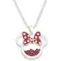 Disney Birthstone Women and Girls Jewelry Minnie Mouse Silver Plated Shaker Pendant Necklace, 18+2'' Extender