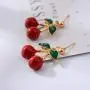 TIANHONGYAN 18K Gold Plated Fruit Cherry Earring Unique 3D Green Leaf Red Cherry Charm Tassel Dangle Drop Stud Earrings for Women Girls Jewelry Gift TIANHONGYAN 18K Gold Plated Fruit Cherry Earring Unique 3D Green Leaf Red Cherry Charm Tassel Dangle Drop Stud Earrings for Women Girls Jewelry Gift