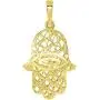 14k Yellow Gold Textured Filigree 3D Hamsa Hand of Fatima with Evil Eye Pendant 14k Yellow Gold Textured Filigree 3D Hamsa Hand of Fatima with Evil Eye Pendant