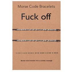 QCQHDU Fuck Off Morse Code Bracelet Jewelry Gift for Friendship Bracelets Gift Stainless Steel Handmade Beads on Silk Cord Gift Set for 2