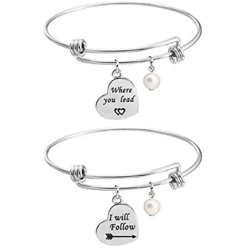 MAOFAED Mother Gift Where You Lead I Will Follow Mother Daughter Bracelet Set for Best Friend Sisters MAOFAED Mother Gift Where You Lead I Will Follow Mother Daughter Bracelet Set for Best Friend Sisters