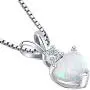 14 Karat White Gold Heart Shape Created Opal Diamond Pendant 14 Karat White Gold Heart Shape Created Opal Diamond Pendant